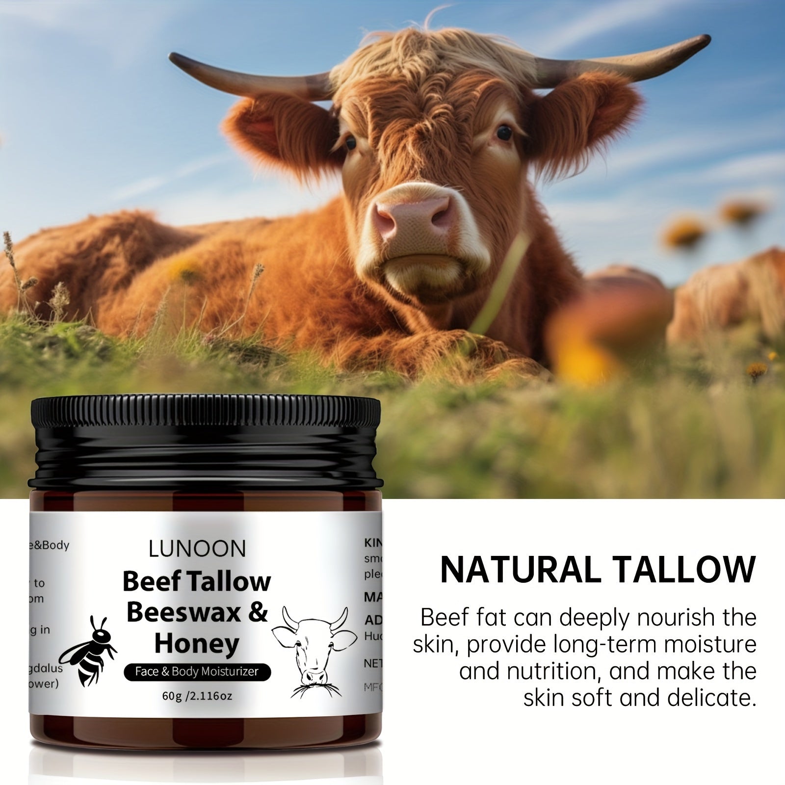 Lunoon Beef Tallow & Beeswax Face Moisturizer 2.1 oz