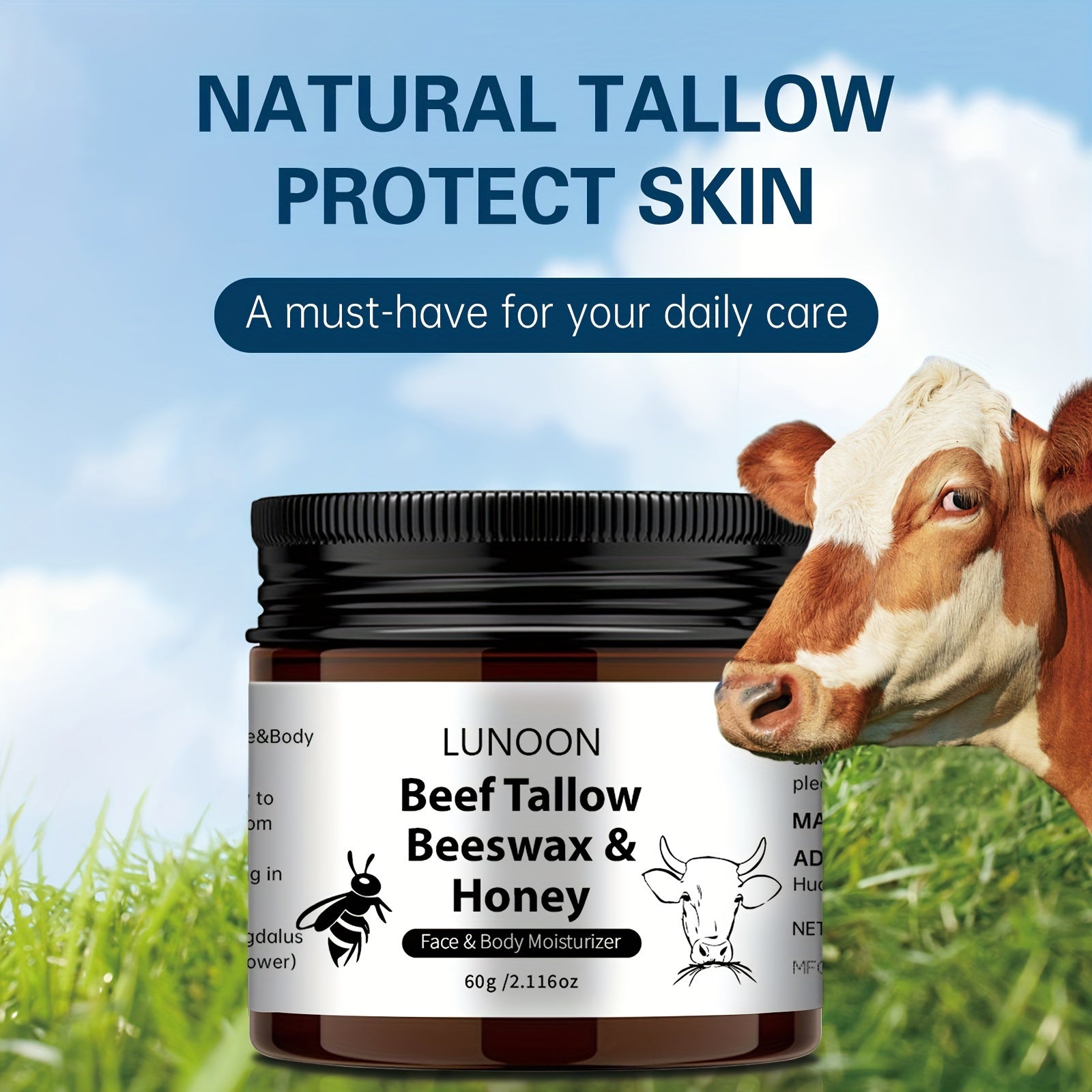 Lunoon Beef Tallow & Beeswax Face Moisturizer 2.1 oz