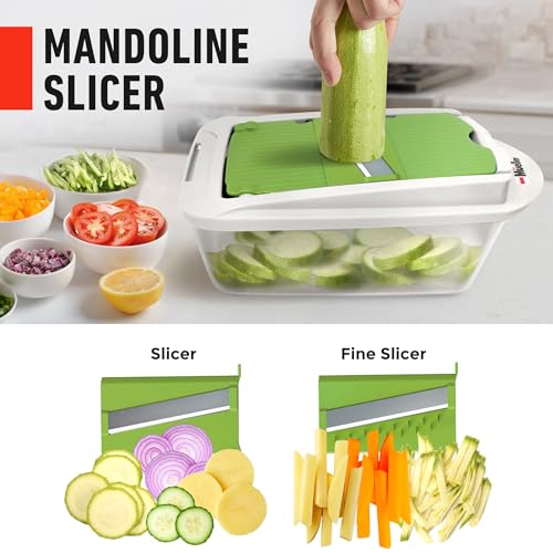 Mueller Pro-Series 10-in-1, 8 Blade Vegetable Chopper, Onion Mincer, Cutter, Dicer, Egg Slicer with Container