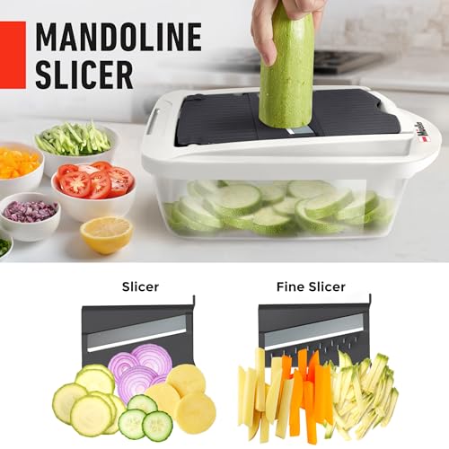 Mueller Pro-Series 10-in-1, 8 Blade Vegetable Chopper, Onion Mincer, Cutter, Dicer, Egg Slicer with Container