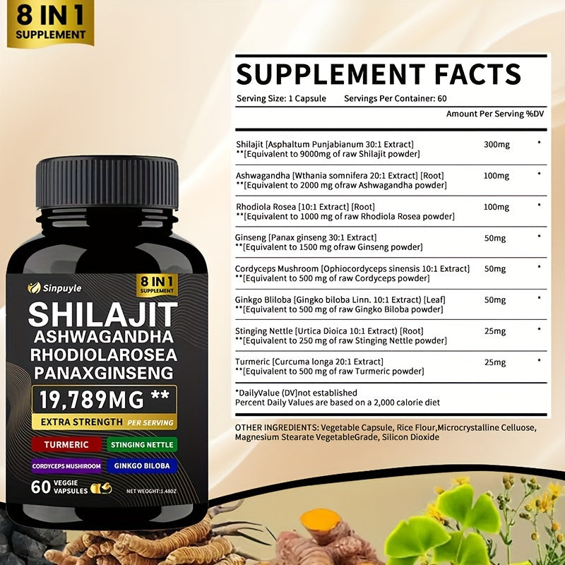 All in one supplement- Sea Moss, Black Seed Oil, Ashwagandha, Ginger & Shilajit, Rhodiola Rosea, and Panax Ginseng