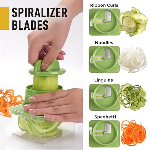 Mueller Pro-Series 10-in-1, 8 Blade Vegetable Chopper, Onion Mincer, Cutter, Dicer, Egg Slicer with Container