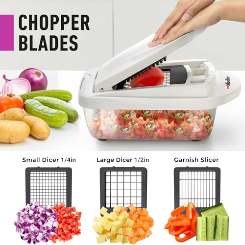 Mueller Pro-Series 10-in-1, 8 Blade Vegetable Chopper, Onion Mincer, Cutter, Dicer, Egg Slicer with Container