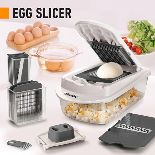 Mueller Pro-Series 10-in-1, 8 Blade Vegetable Chopper, Onion Mincer, Cutter, Dicer, Egg Slicer with Container