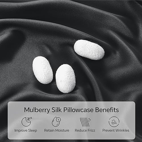 Mulberry Silk Pillowcase for Hair and Skin(Acne Resistant), Silk Pillow Cases Standard Size