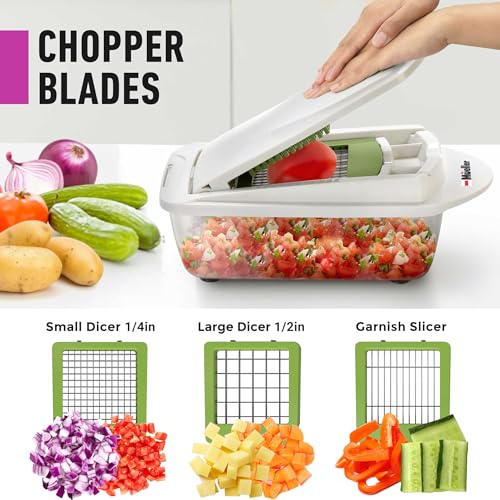 Mueller Pro-Series 10-in-1, 8 Blade Vegetable Chopper, Onion Mincer, Cutter, Dicer, Egg Slicer with Container