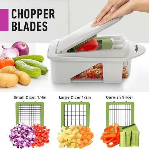 Mueller Pro-Series 10-in-1, 8 Blade Vegetable Chopper, Onion Mincer, Cutter, Dicer, Egg Slicer with Container