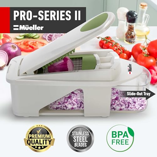 Mueller Pro-Series 10-in-1, 8 Blade Vegetable Chopper, Onion Mincer, Cutter, Dicer, Egg Slicer with Container