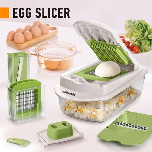 Mueller Pro-Series 10-in-1, 8 Blade Vegetable Chopper, Onion Mincer, Cutter, Dicer, Egg Slicer with Container