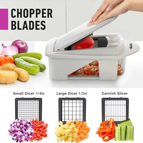 Mueller Pro-Series 10-in-1, 8 Blade Vegetable Chopper, Onion Mincer, Cutter, Dicer, Egg Slicer with Container