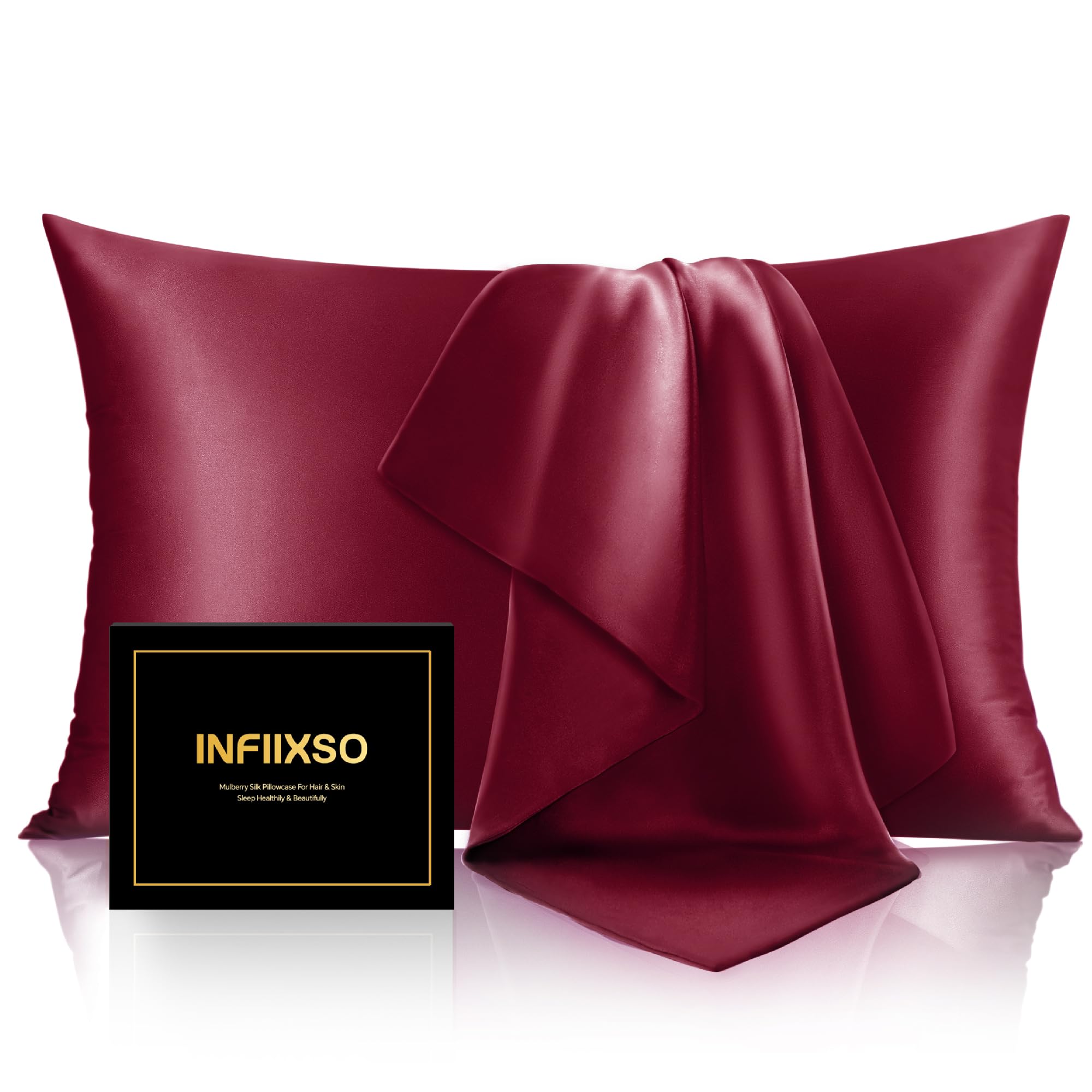 Mulberry Silk Pillowcase for Hair and Skin(Acne Resistant), Silk Pillow Cases Standard Size