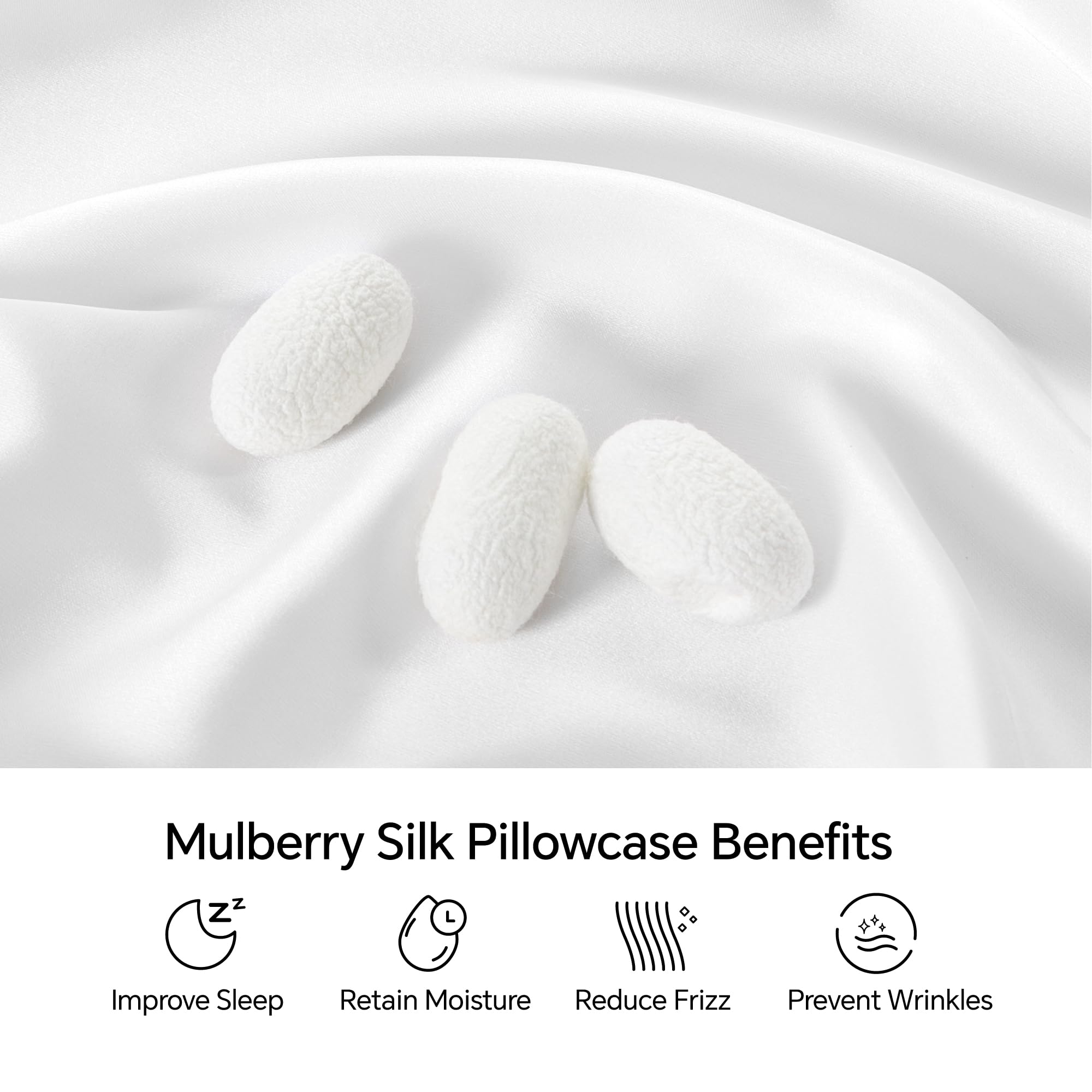 Mulberry Silk Pillowcase for Hair and Skin(Acne Resistant), Silk Pillow Cases Standard Size