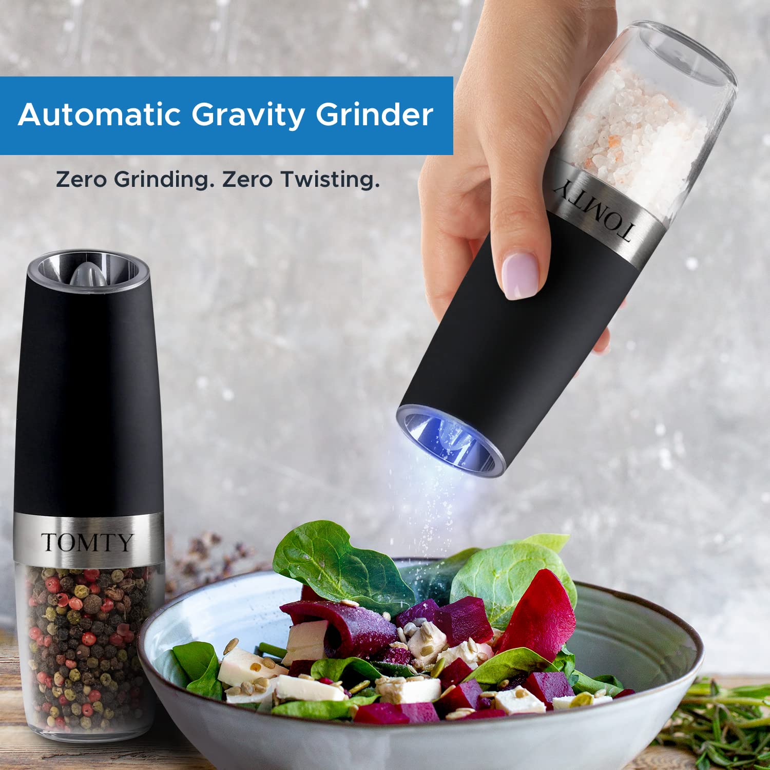 Gravity Electric Salt and Pepper Grinder Set