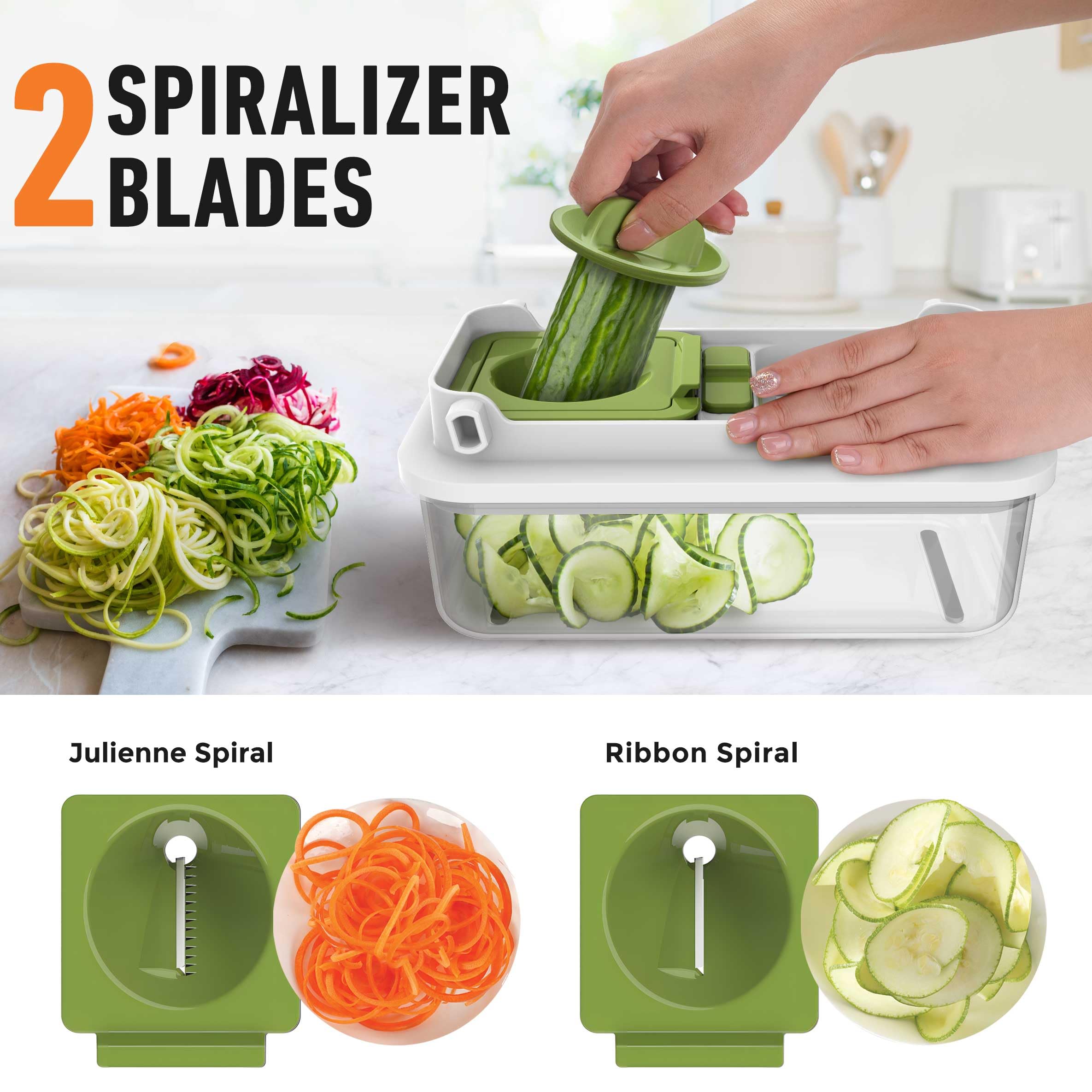 Mueller Pro-Series 10-in-1, 8 Blade Vegetable Chopper, Onion Mincer, Cutter, Dicer, Egg Slicer with Container