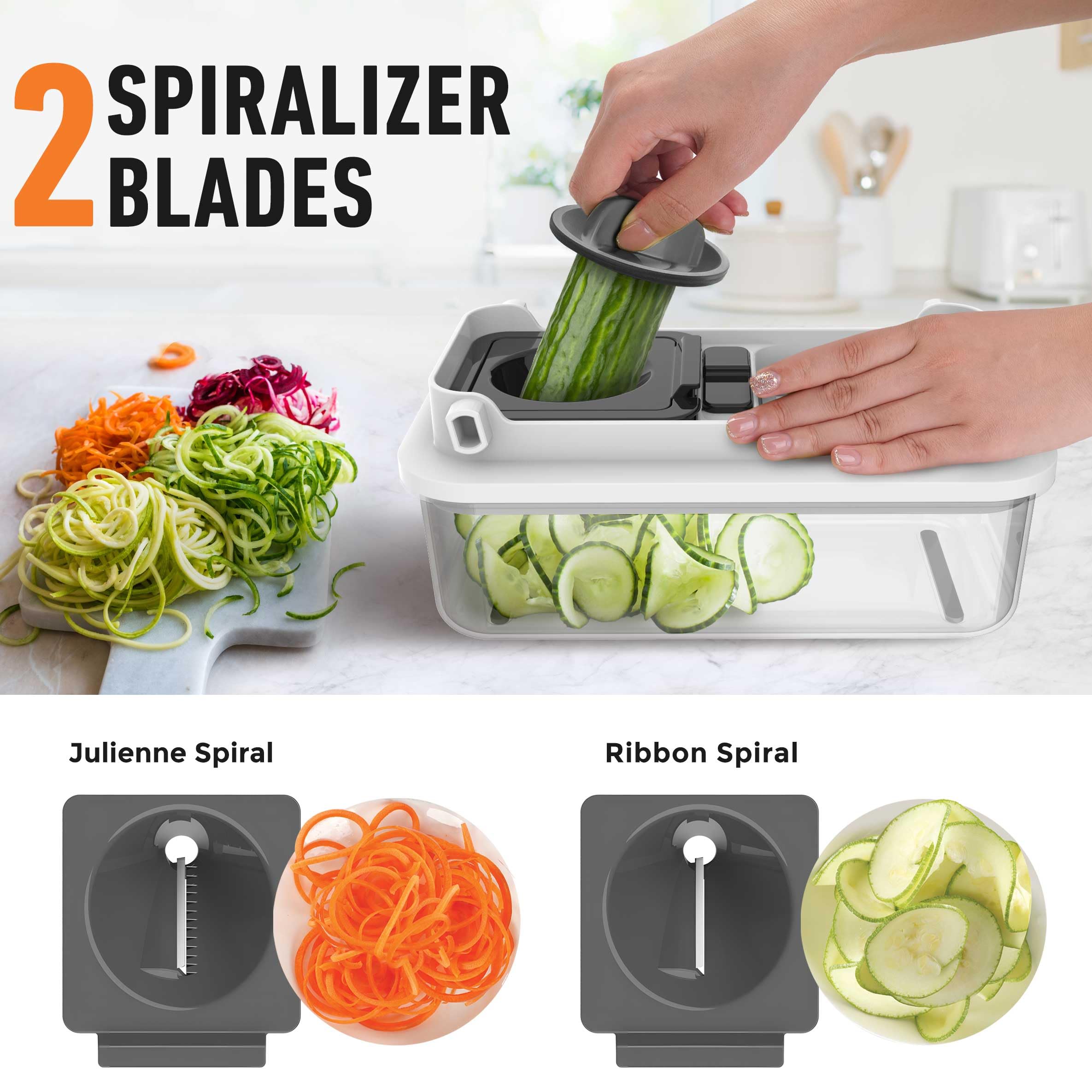 Mueller Pro-Series 10-in-1, 8 Blade Vegetable Chopper, Onion Mincer, Cutter, Dicer, Egg Slicer with Container