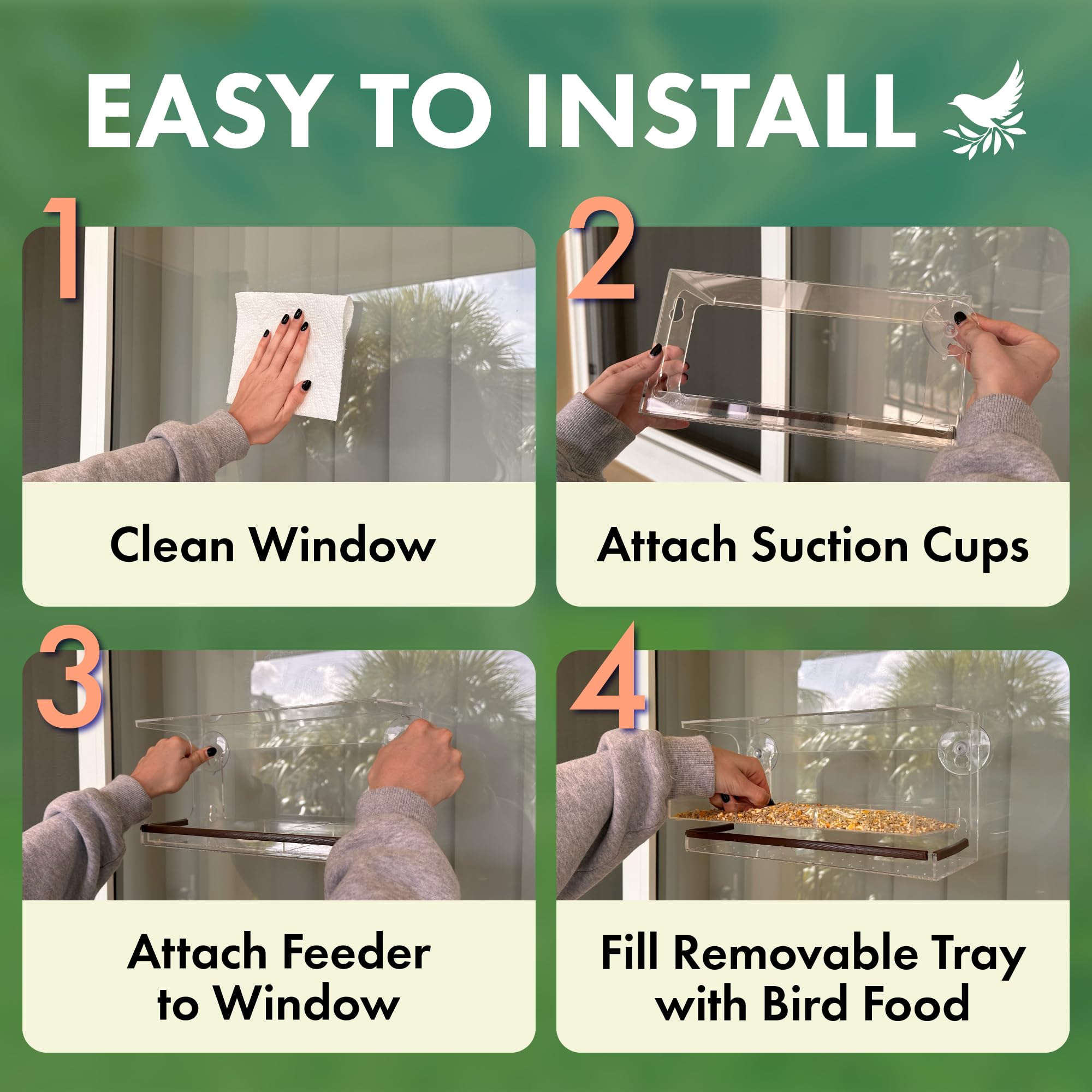 Window Bird Feeder Easy to Use to Attract Birds with Strong Suction Cups