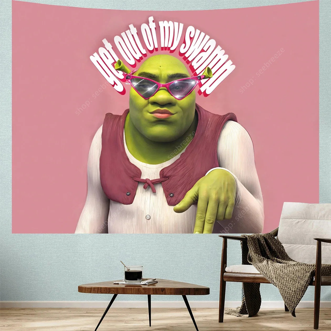 Shrek Get Out of My Swamp Wall Tapestry