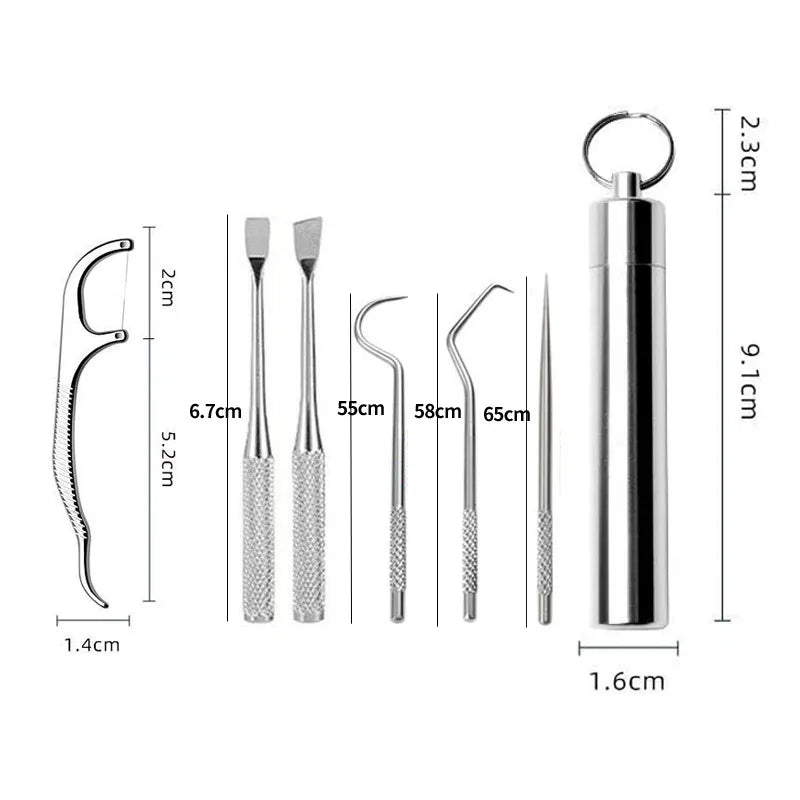 Stainless Steel Toothpick Set Tooth Flossing Reusable