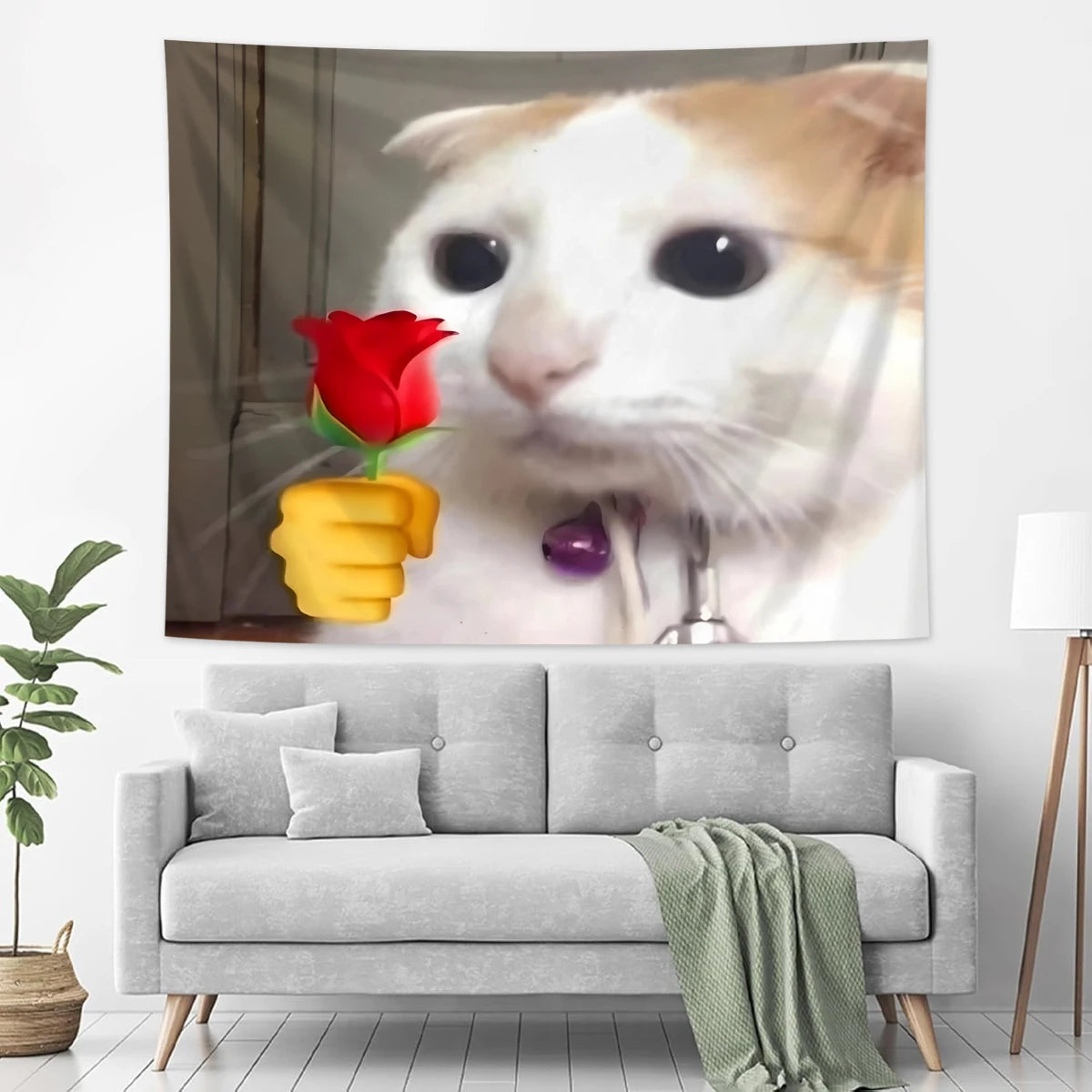 Fun Cat Flower Wall Tapestry