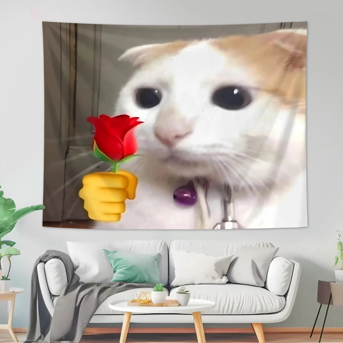 Fun Cat Flower Wall Tapestry