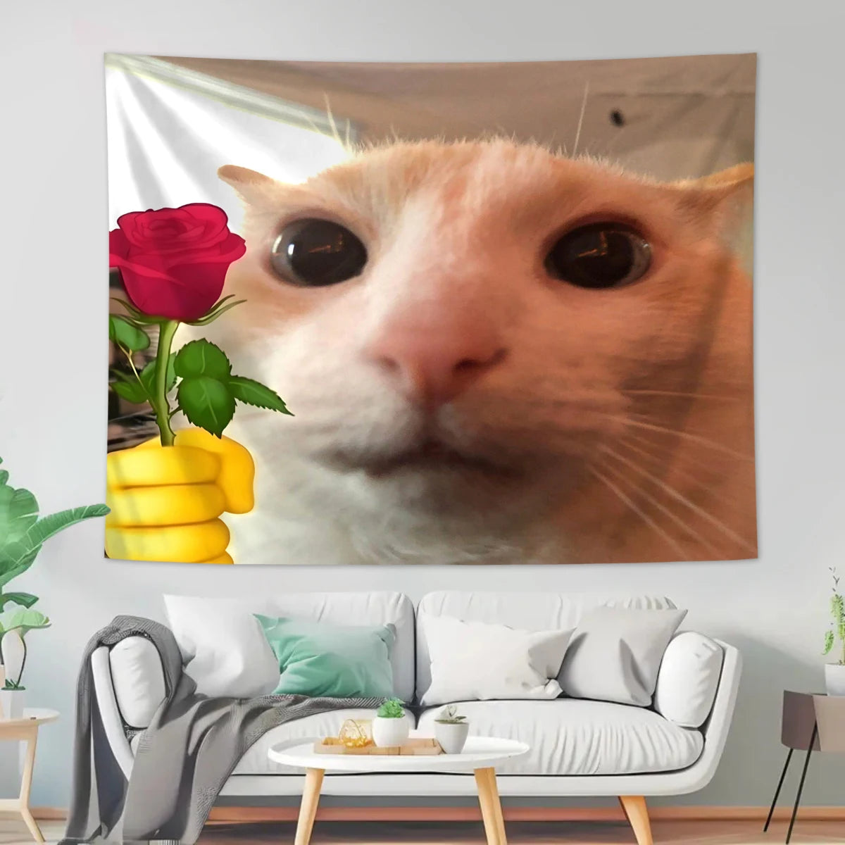 Fun Cat Flower Wall Tapestry