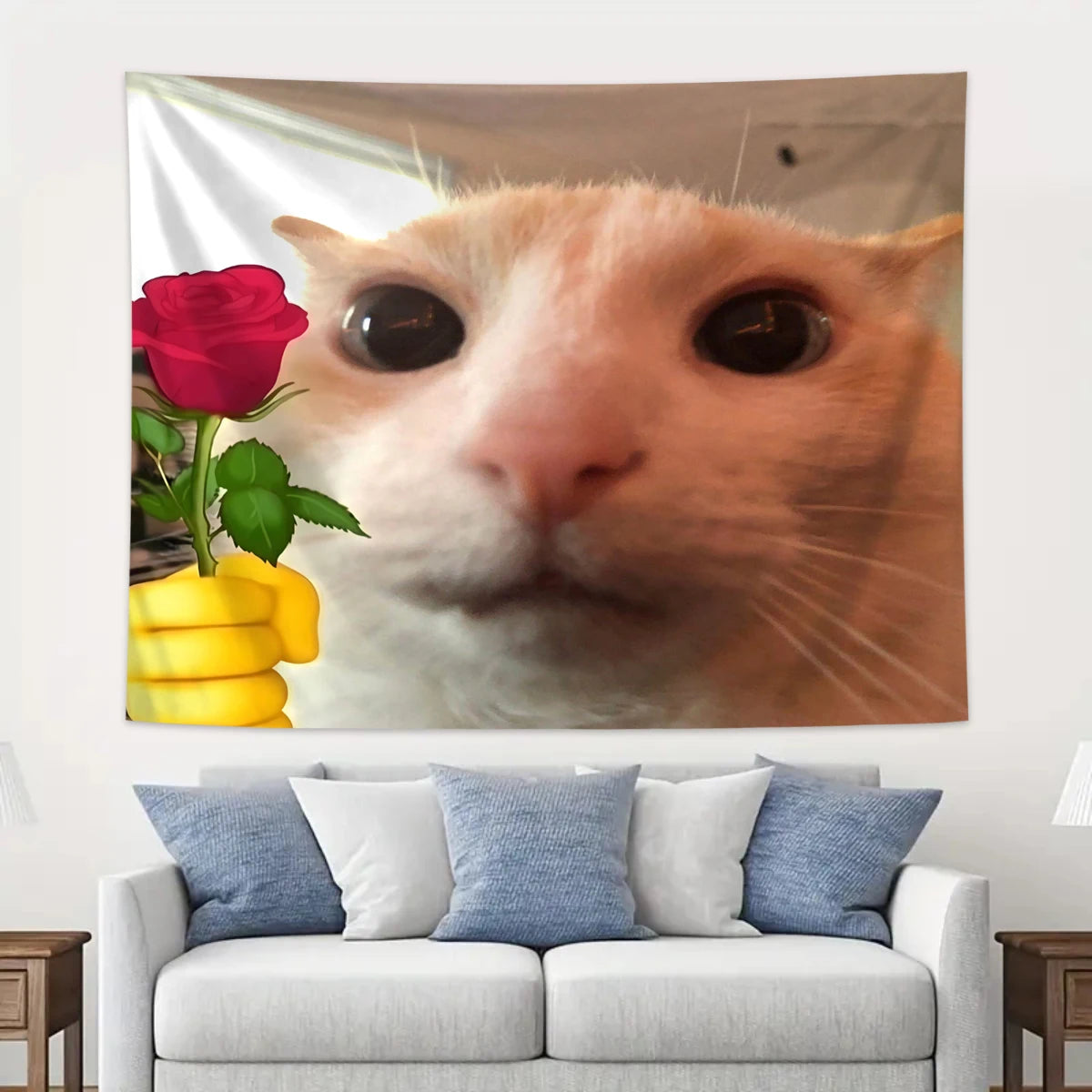 Fun Cat Flower Wall Tapestry