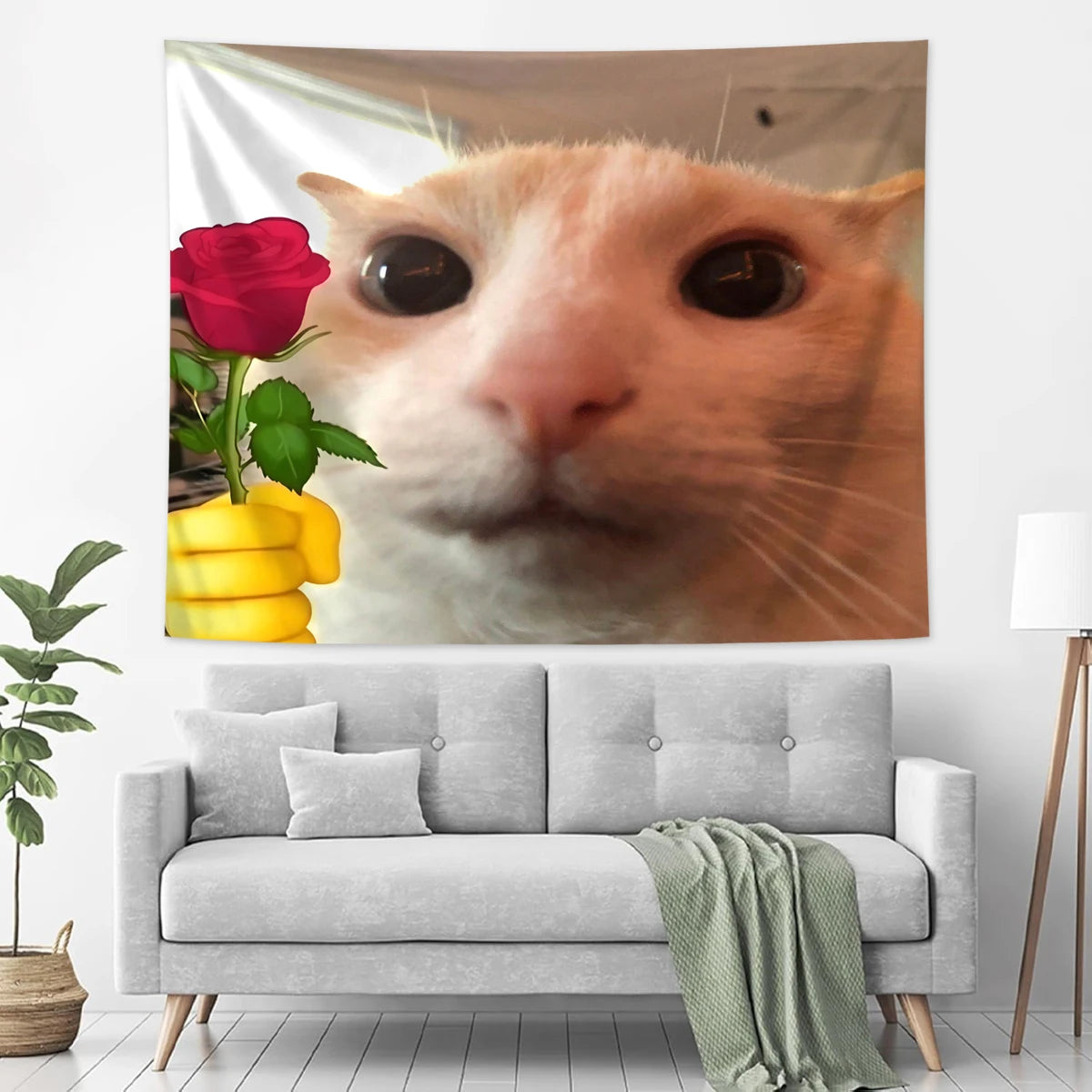 Fun Cat Flower Wall Tapestry