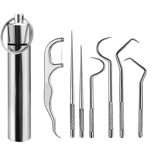 Stainless Steel Toothpick Set Tooth Flossing Reusable