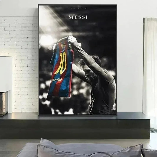 Messi Retro Canvas Art Poster