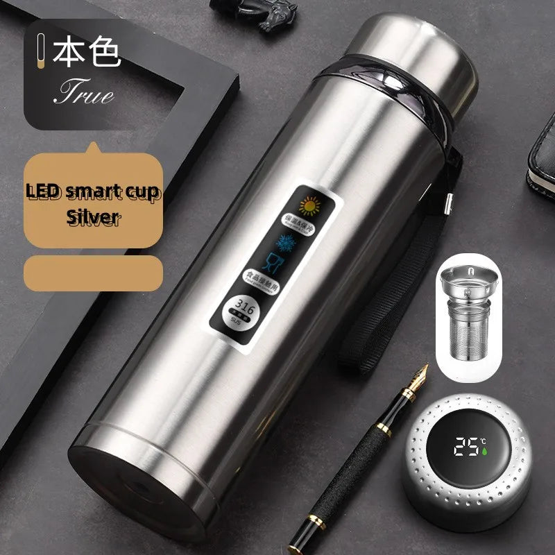 600-1500ml  Stainless Steel Thermos Bottle LED Temperature Display Vacuum Flask With Tea Separation Filter Leakage-proof Cup