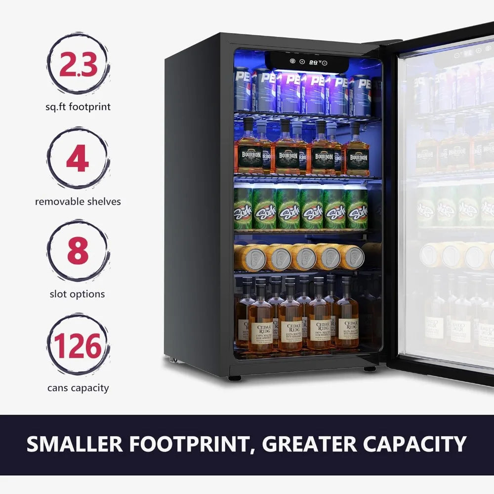 126 Can Mini Fridge with Glass Door