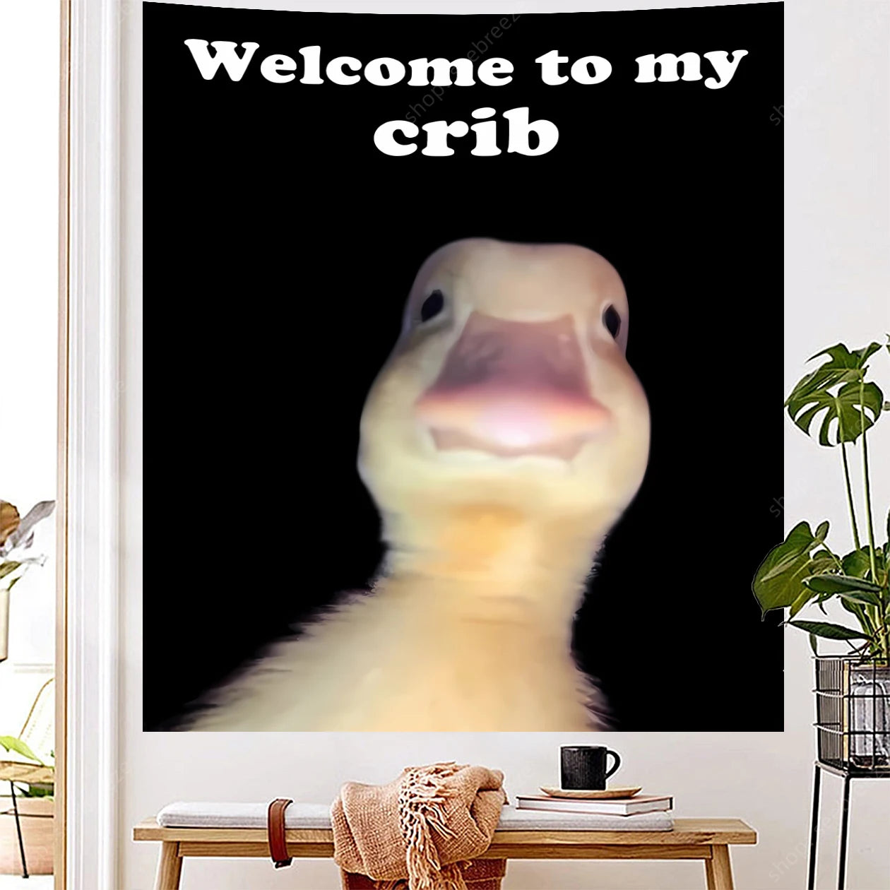 Duck Meme "Welcome To My Crib" Wall Tapestry