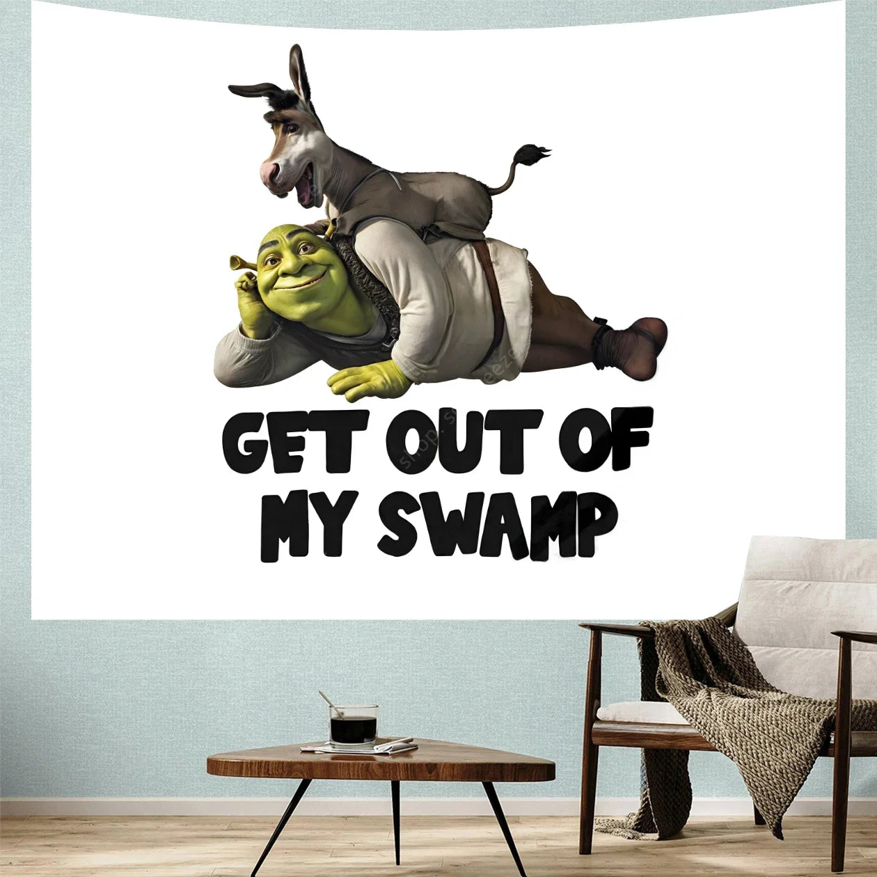 Shrek Get Out of My Swamp Wall Tapestry