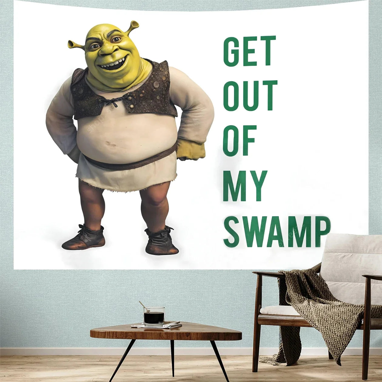 Shrek Get Out of My Swamp Wall Tapestry