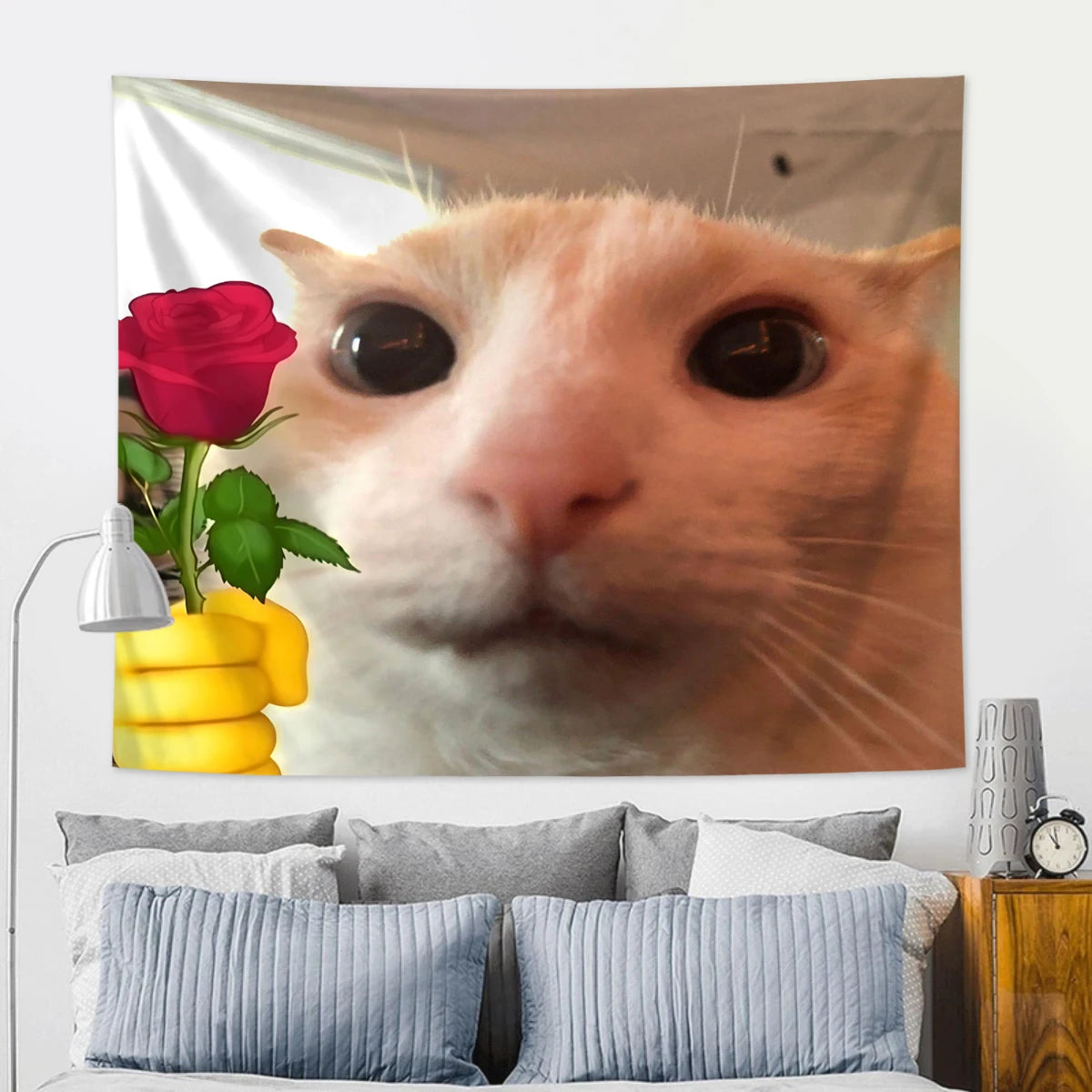 Fun Cat Flower Wall Tapestry