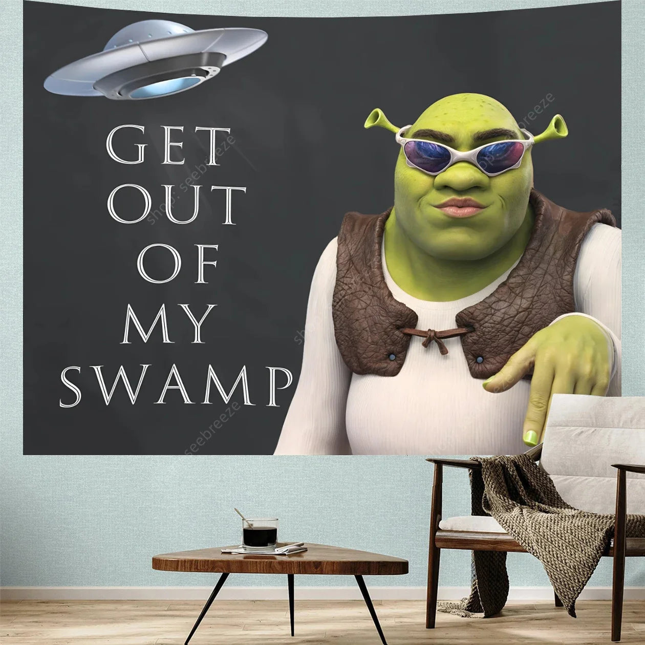 Shrek Get Out of My Swamp Wall Tapestry