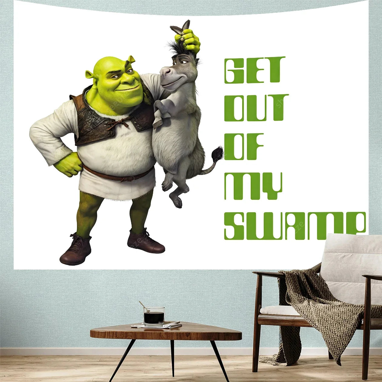 Shrek Get Out of My Swamp Wall Tapestry