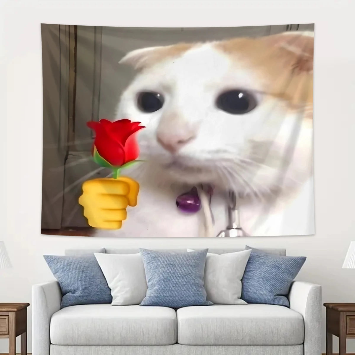 Fun Cat Flower Wall Tapestry